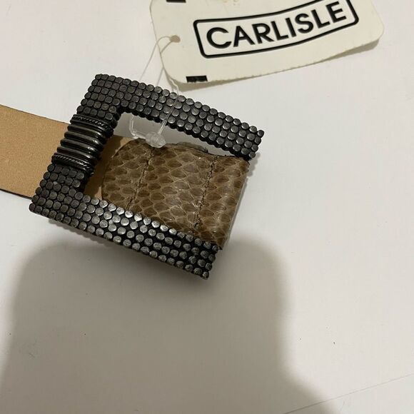 New Carlisle belt snake skin  beige leather buckle jeweled main image 7